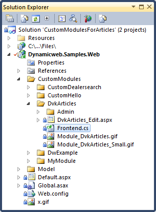 The Solution Explorer showing the two icons